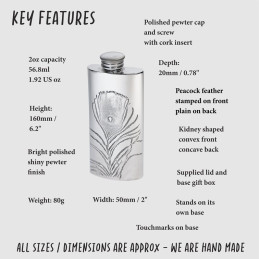 Peacock Purse Flask 2oz