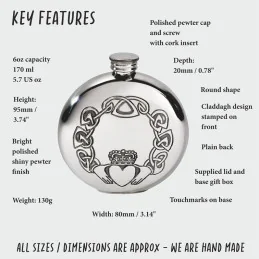 Round Claddagh Flask