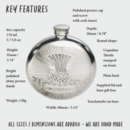 Round Usquabae Single Thistle Flask