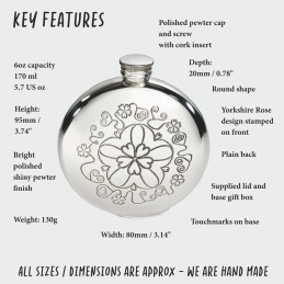 Round Yorkshire Rose Flask
