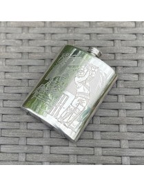 Cricket Scene Pewter Hip Flask