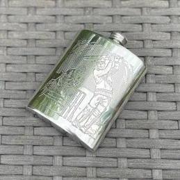 Cricket Scene Pewter Hip Flask