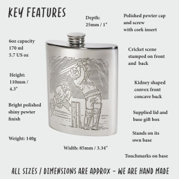 Cricket Scene Hip Flask