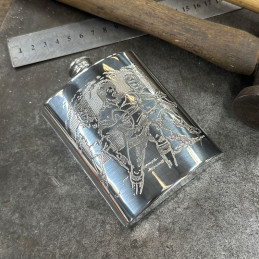 Rugby Scene Pewter Hip Flask