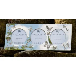Butterfly Triple Pewter Photo Frame