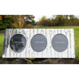 Knife Fork Spoon Triple Pewter Photo Frame