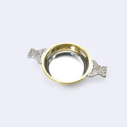 Pewter and Brass Rim Quaich Large