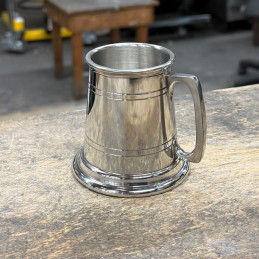 Lined Square Handled Baby Pewter Mug