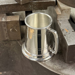 Lined Square Handled Baby Pewter Mug