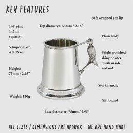 Stork Handle Pewter Mug