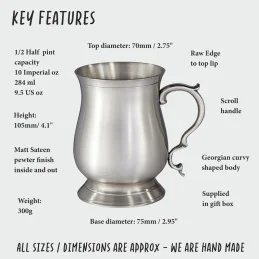 Abbey Bell Pewter Tankard Half Pint