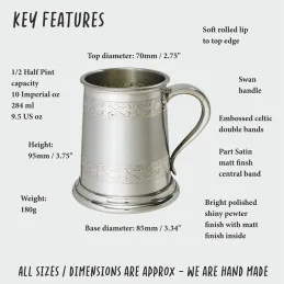 Celtic Band Pewter Tankard Half Pint