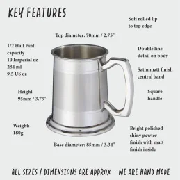 Double Lined Part Satin Tankard Half Pint