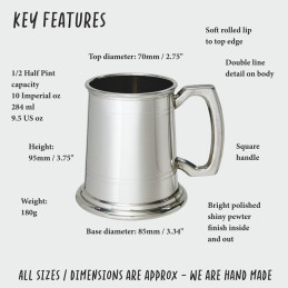 Double Lined Tankard Half Pint