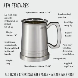 Hereford Pewter Tankard Half Pint