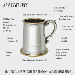 Wortley Pewter Tankard Half Pint