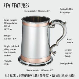 Double Copper Band Monarch Tankard