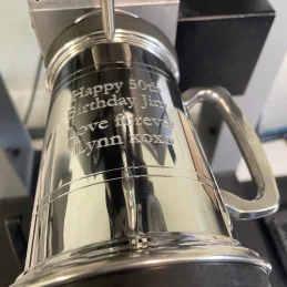 Double Lined Glass Base Pewter Tankard