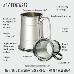 Double Lined Glass Base Tankard