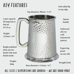 Hammered Pewter Tankard
