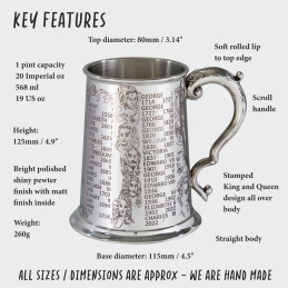 Kings and Queens Pewter Tankard