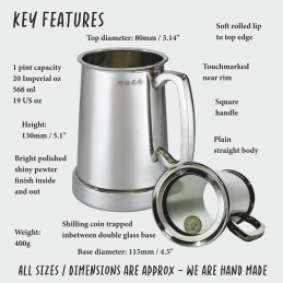 Kings Shilling Tankard with Glass Base