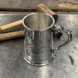 Hunting Scene Pewter Tankard