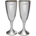 Pair of Grooved Pewter Flutes
