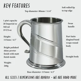 Diagonal Stripe Pewter Tankard