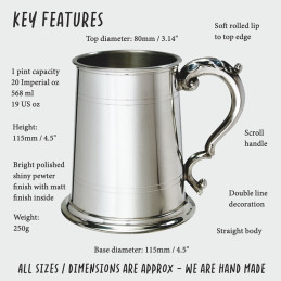 Lined Tankard Fancy Handle Tankard