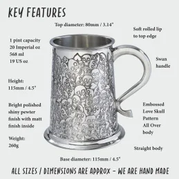 Love Skull Pewter Tankard