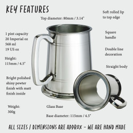Standard Lined Tankard Glass Base