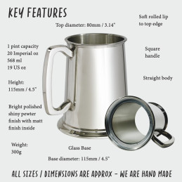 Plain Pewter Tankard With Glass Base