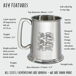 Three Lions Pewter Tankard