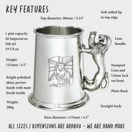 Union Jack Lion Handle Tankard