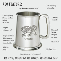 Welsh Dragon Pewter Tankard