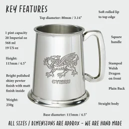 Welsh Dragon Pewter Tankard