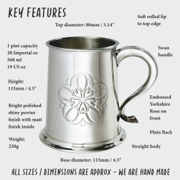 Yorkshire Rose Pewter Tankard