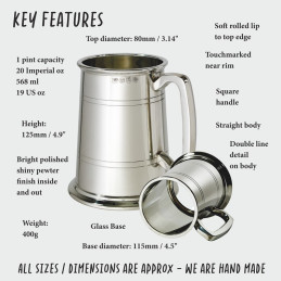 Double Lined Glass Base Tankard