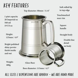 Double Lined Glass Base Tankard