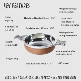 Wood & Pewter Quaich Large
