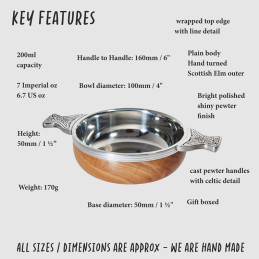Wood & Pewter Quaich Medium
