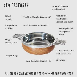 Wood & Pewter Quaich Medium