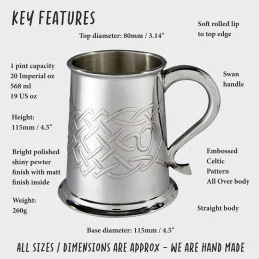 Islay Celtic Embossed Pewter Tankard