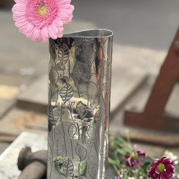 Leaf Shaped Pewter Vase