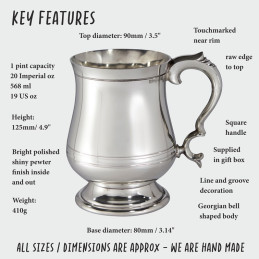 Georgian Heavy Pewter Tankard