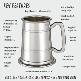  Lined Suffolk Pewter Tankard