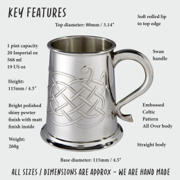 Jura Celtic Embossed Pewter Tankard