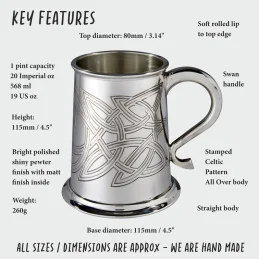 Skye Celtic Embossed Pewter Tankard
