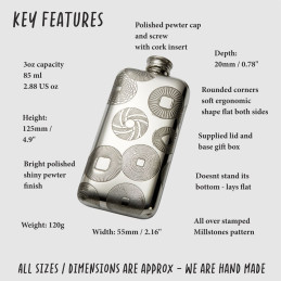 Millstones Pewter Pocket Flask 3oz